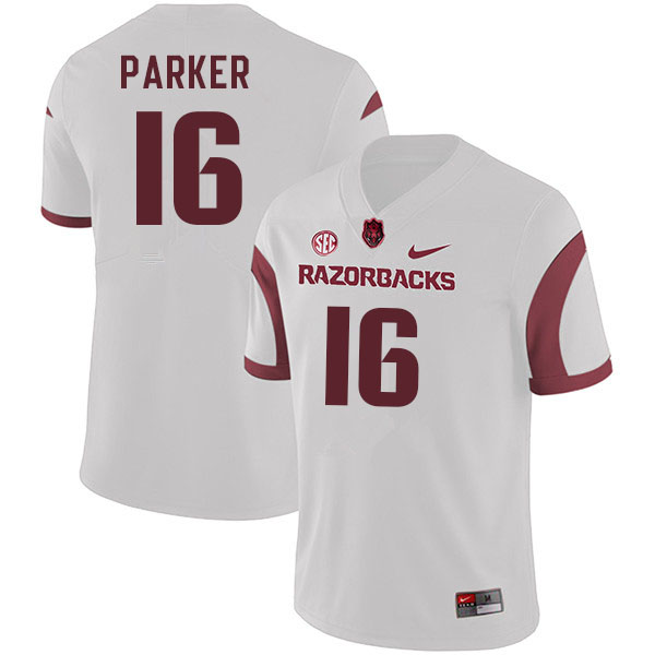 Men #16 Keuan Parker Arkansas Razorbacks College Football Jerseys Sale-White - Click Image to Close